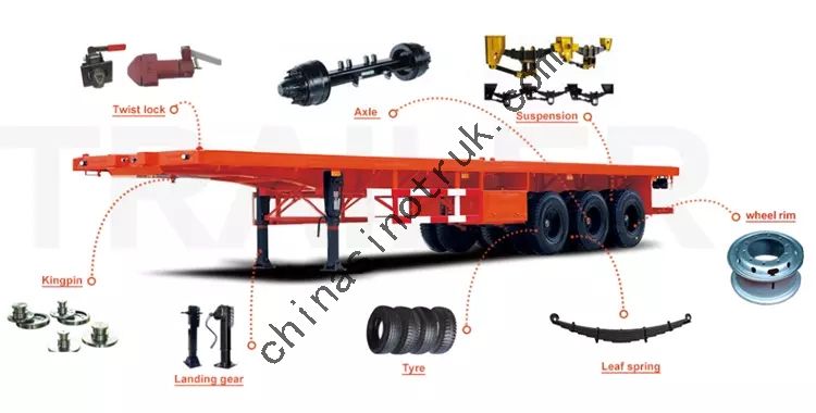  Container Carrying Flatbed Semi Trailer